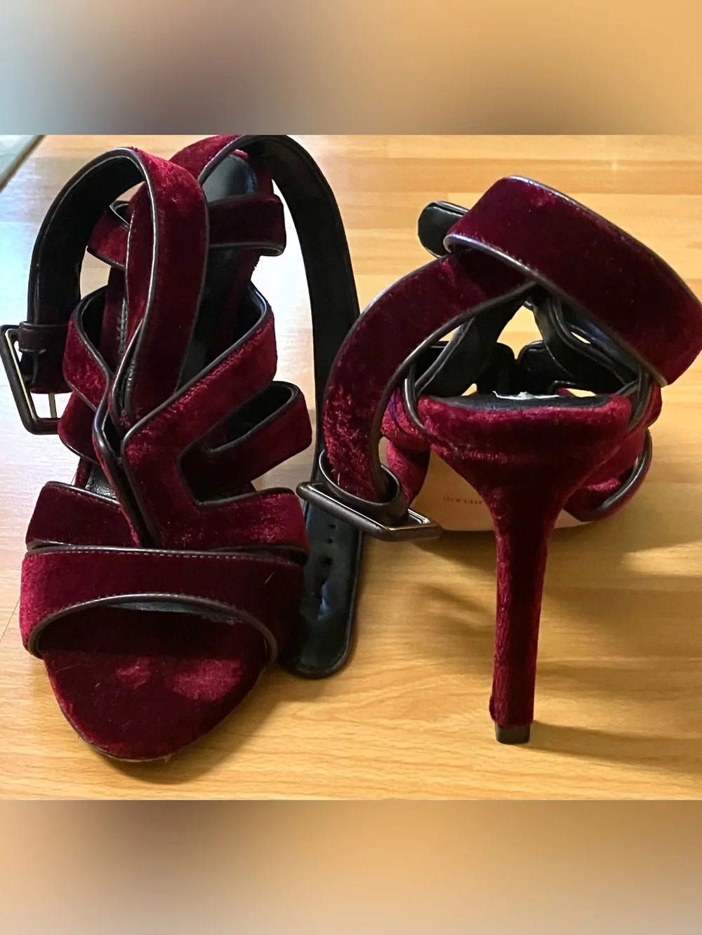 Antonio Melani Deep Burgundy Velvet Strappy High Heels: Size 7